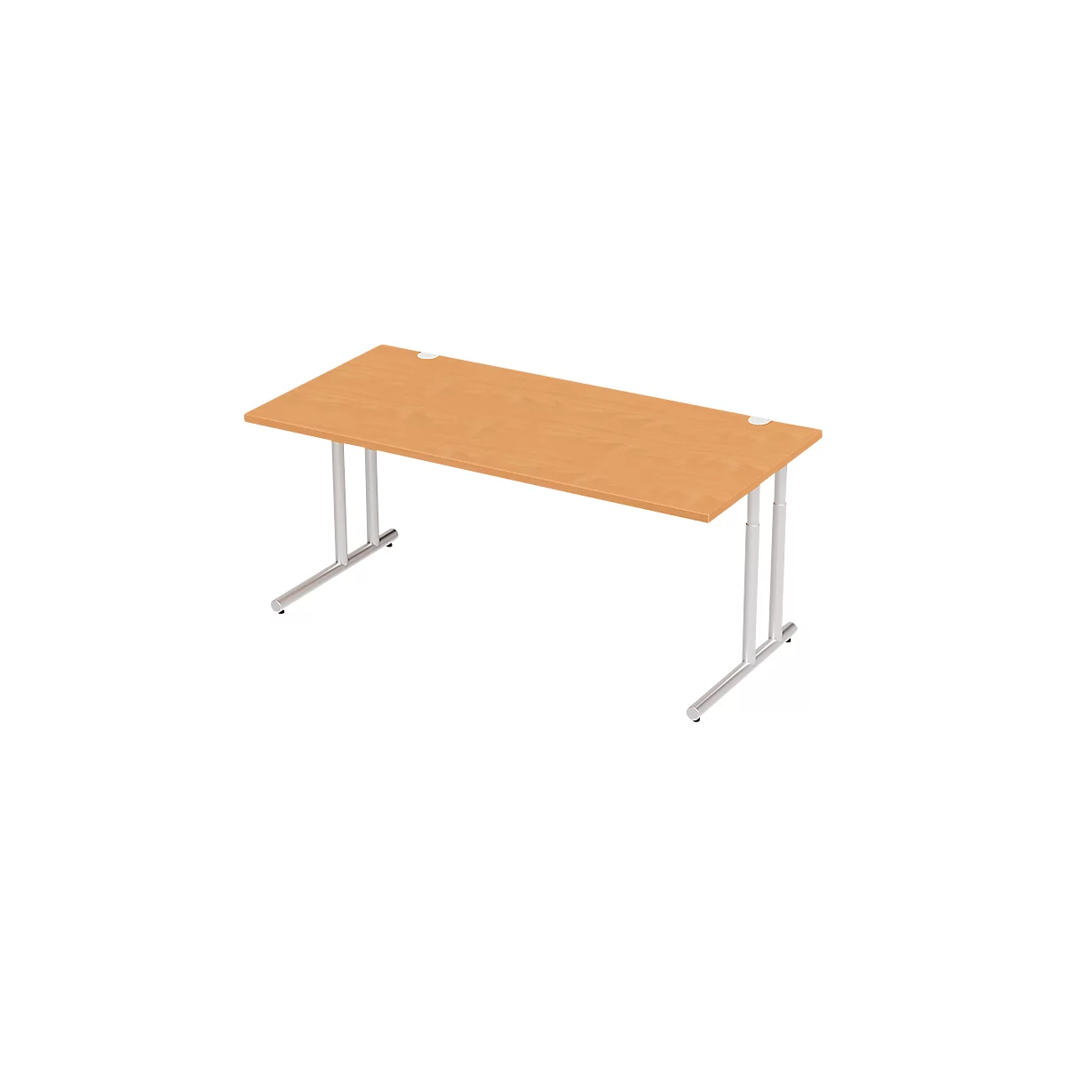 Schäfer Shop Select Desk COMBITEC, rechthoekig, C-poot, B 1800 x D 800 x H 677-817 mm, beuken/wit aluminium
