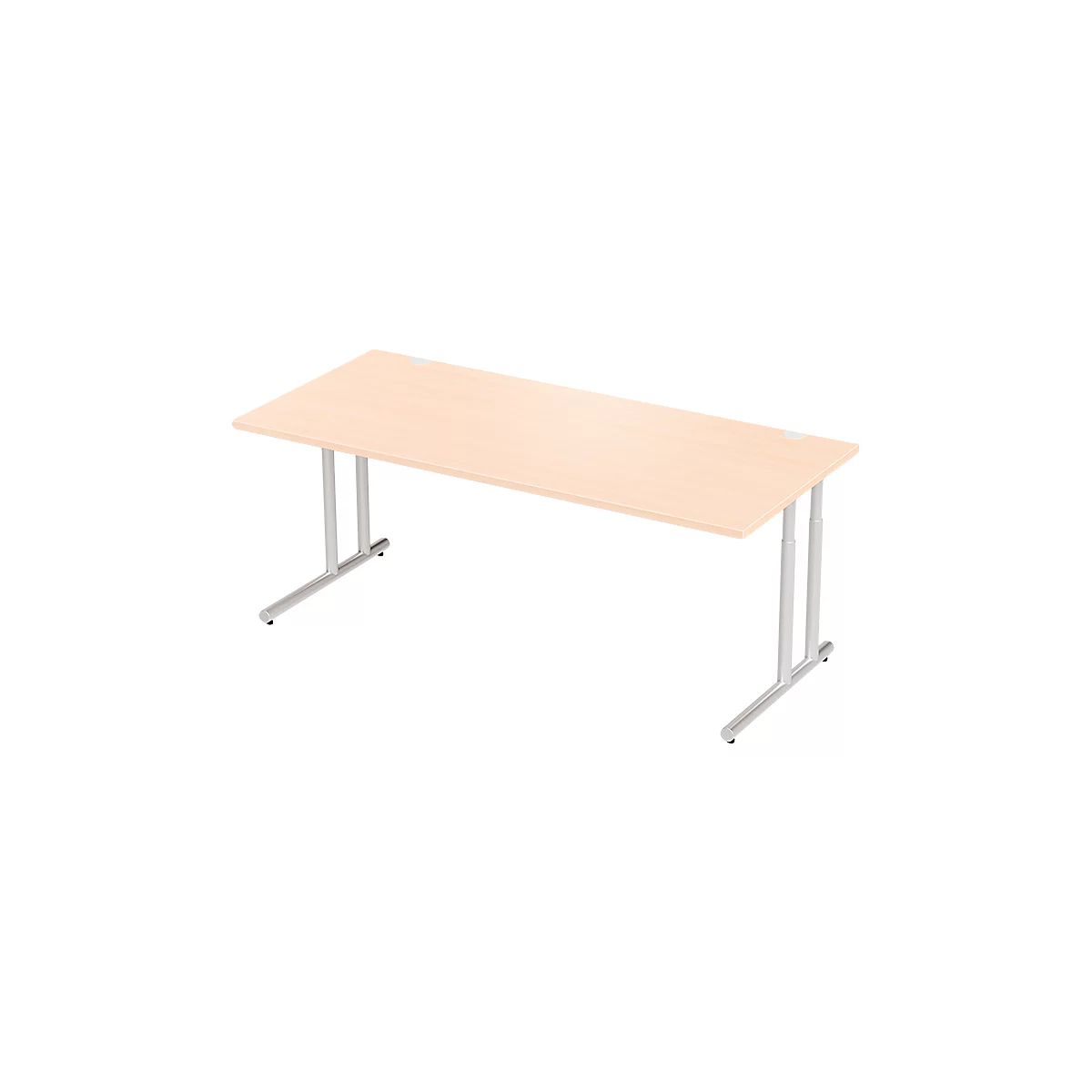 Schäfer Shop Select Desk COMBITEC, rechthoekig, C-poot, B 2000 x D 1000 x H 677-817 mm, ahorn/wit aluminium