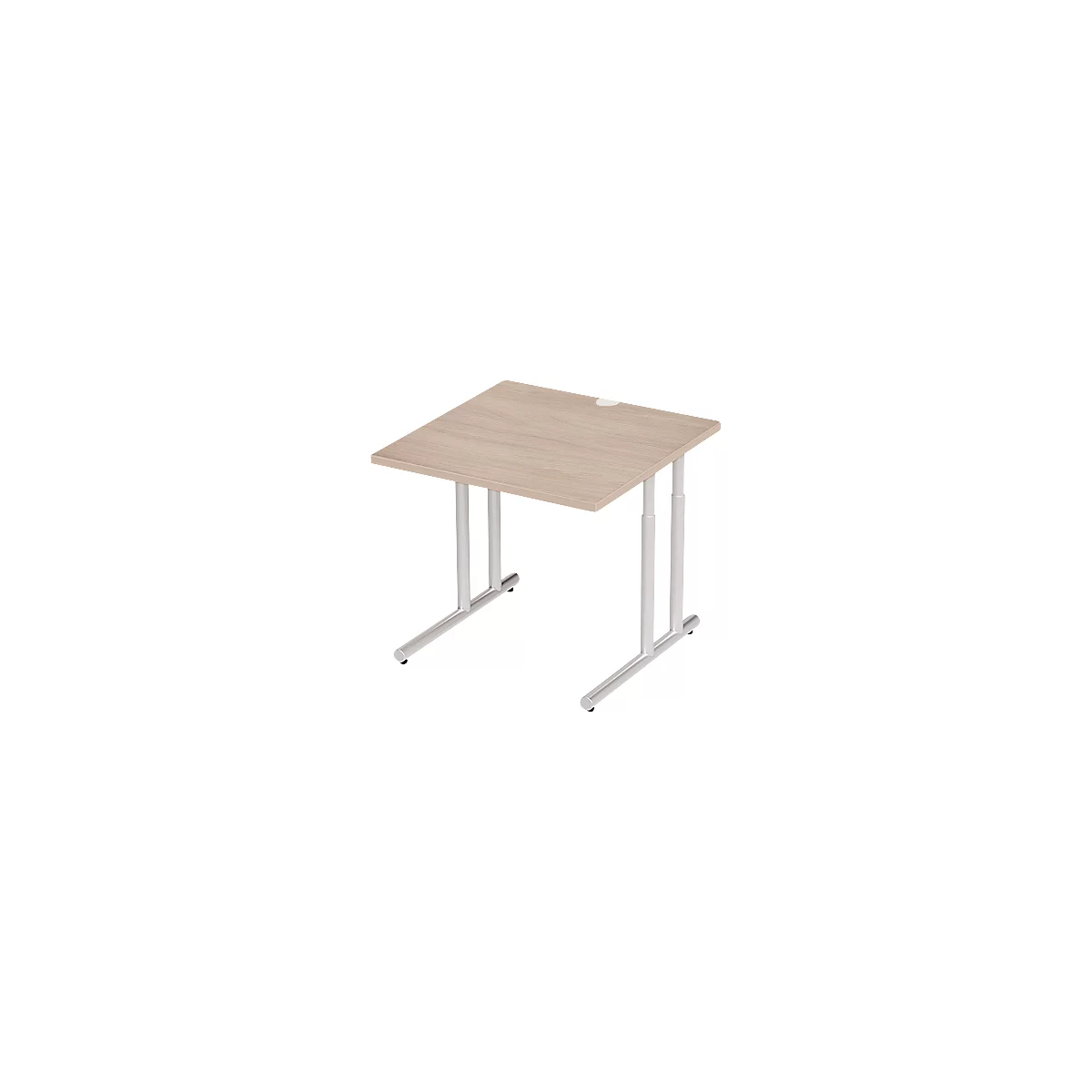 Schäfer Shop Select Desk COMBITEC, vierkant, C-poot, B 800 x D 800 x H 677-817 mm, eiken/wit aluminium