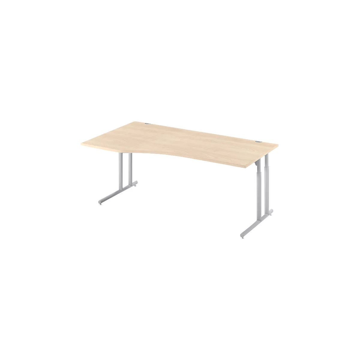 Schäfer Shop Select Desk COMBITEC, vrijstaand, aanbouw links, C-poot, B 1800 x D 1000/800 x H 677-817 mm, ahorn/wit aluminium