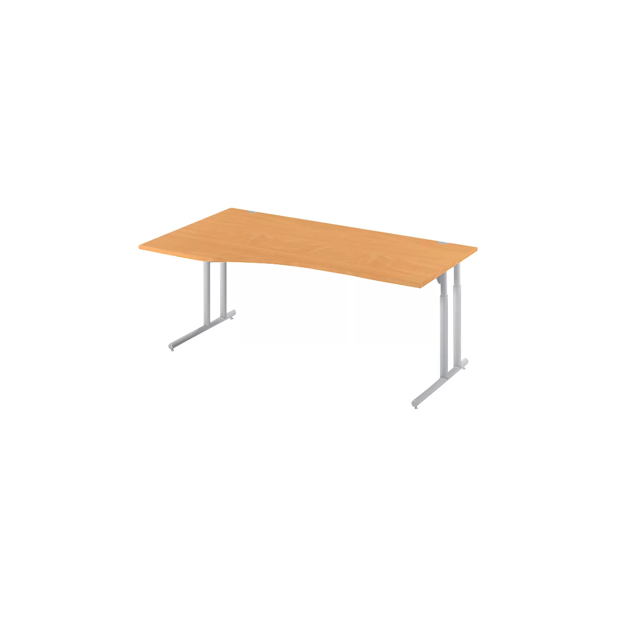Schäfer Shop Select Desk COMBITEC, vrijstaand, aanbouw links, C-poot, B 1800 x D 1000/800 x H 677-817 mm, beuken/wit aluminium