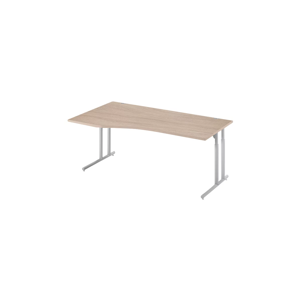Schäfer Shop Select Desk COMBITEC, vrijstaand, aanbouw links, C-poot, B 1800 x D 1000/800 x H 677-817 mm, eiken/wit aluminium