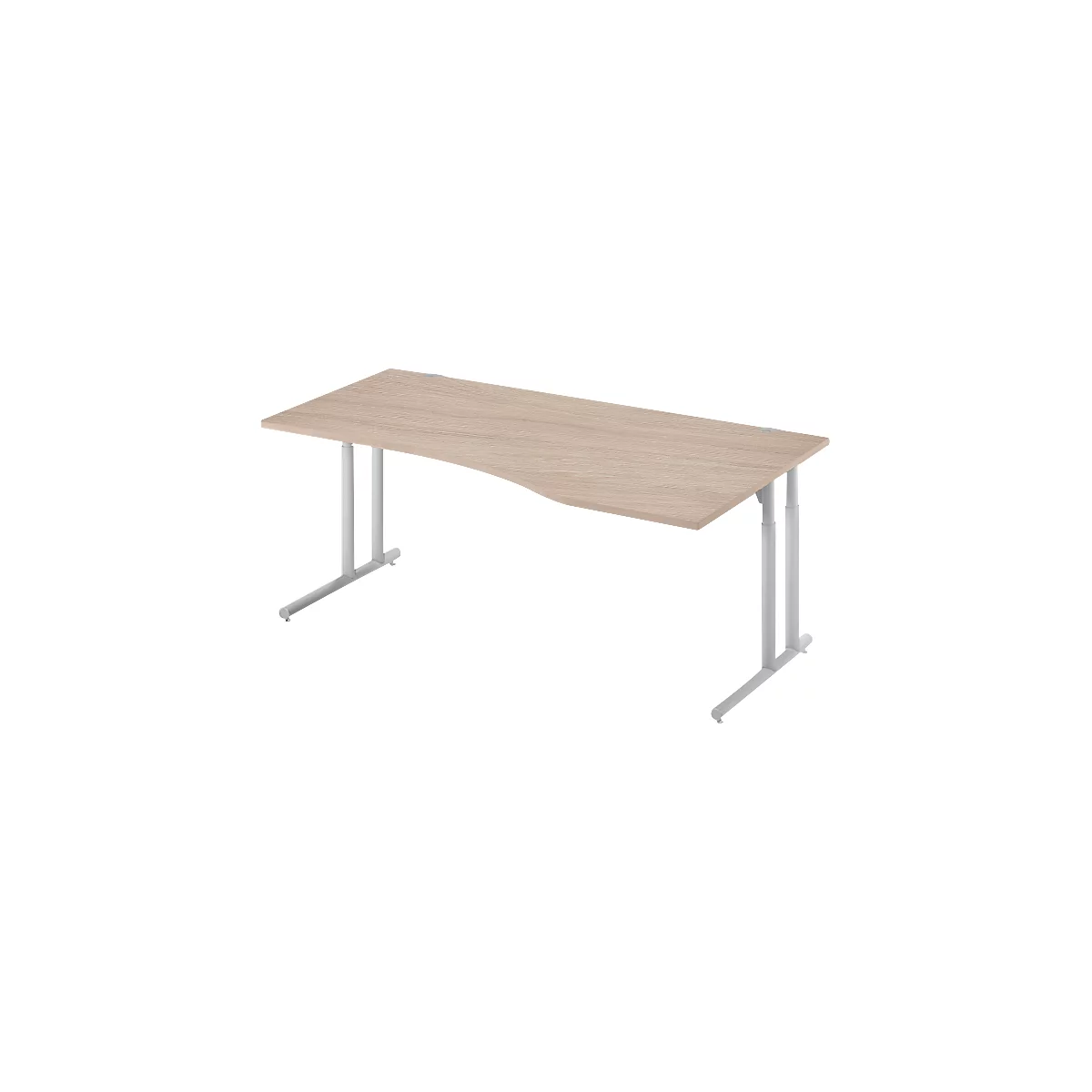 Schäfer Shop Select Desk COMBITEC, vrijstaand, aanbouw rechts, C-poot, B 1800 x D 1000/800 x H 677-817 mm, eiken/wit aluminium