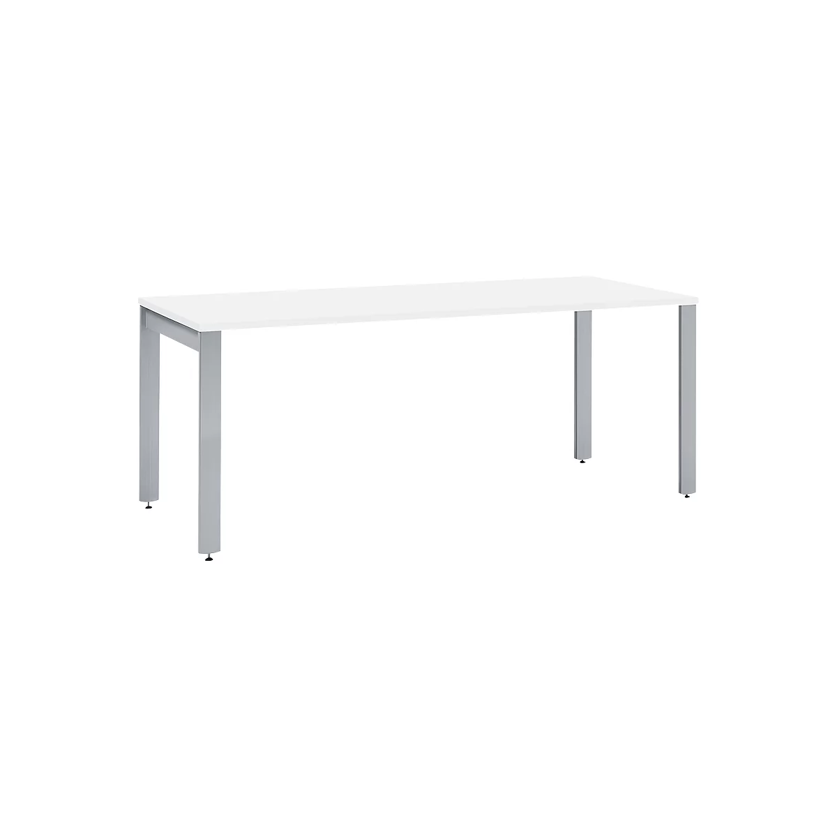 White desk with silver legs.