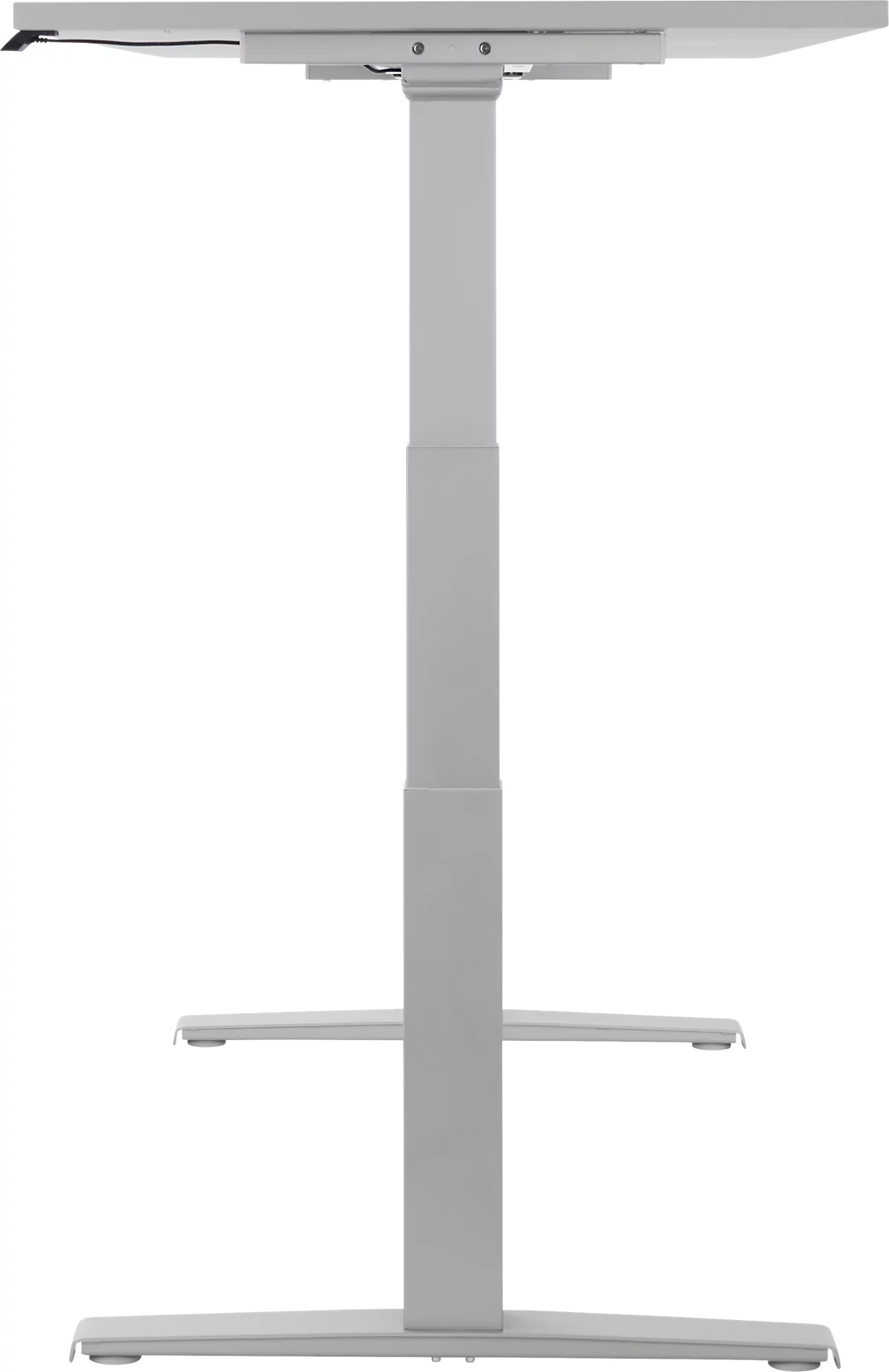 Schäfer Shop Select Desk LOGIN, regulable en altura eléctricamente, rectangular, pie en T, ancho 1800 x fondo 800 x alto 645-1290 mm, aluminio gris claro/blanco