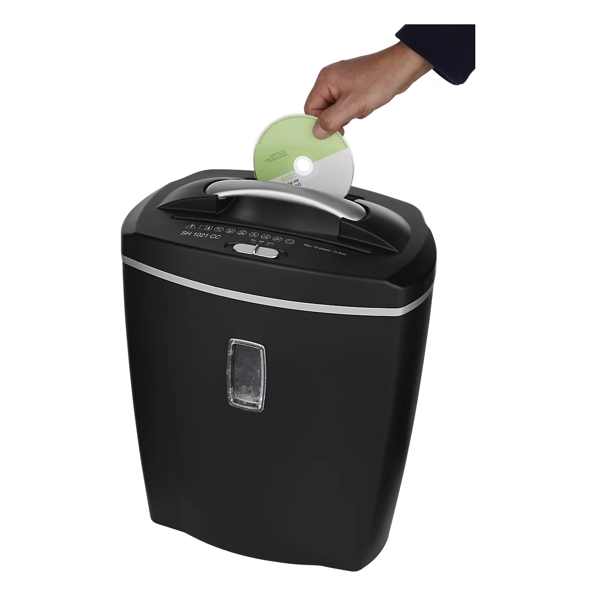 Schäfer Shop Select Destructeur de documents SH 1021 CC, coupe de particules 5 x 18 mm, P-4, 21 litres, 10 feuilles ou 1 CD