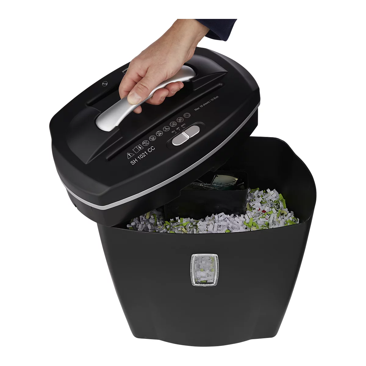 Schäfer Shop Select Destructeur de documents SH 1021 CC, coupe de particules 5 x 18 mm, P-4, 21 litres, 10 feuilles ou 1 CD
