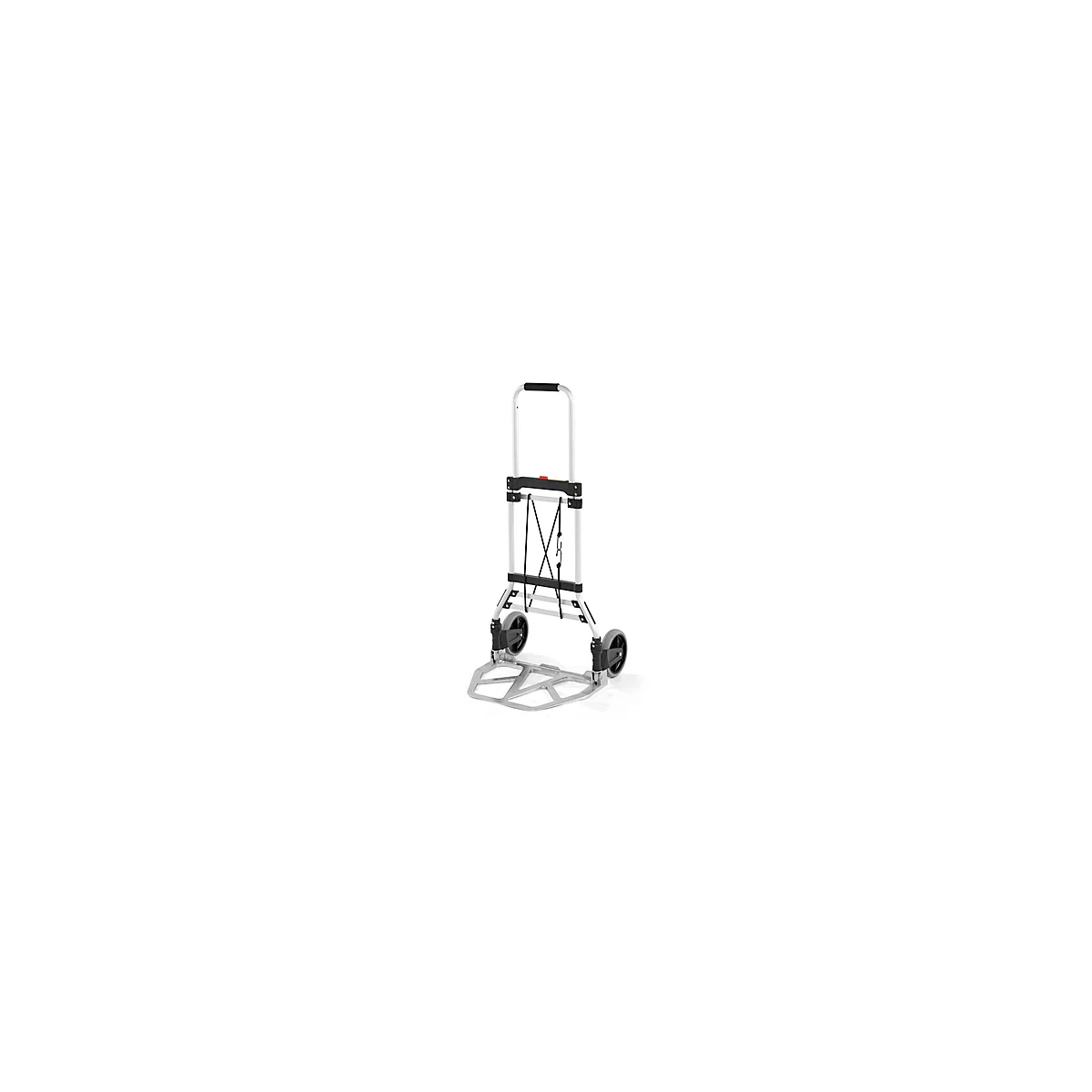 Schäfer Shop Select Diable, capacité 100 kg, pliable, sangle de serrage élastique, 2 roues fixes, aluminium/plastique, rouge-noir-argenté