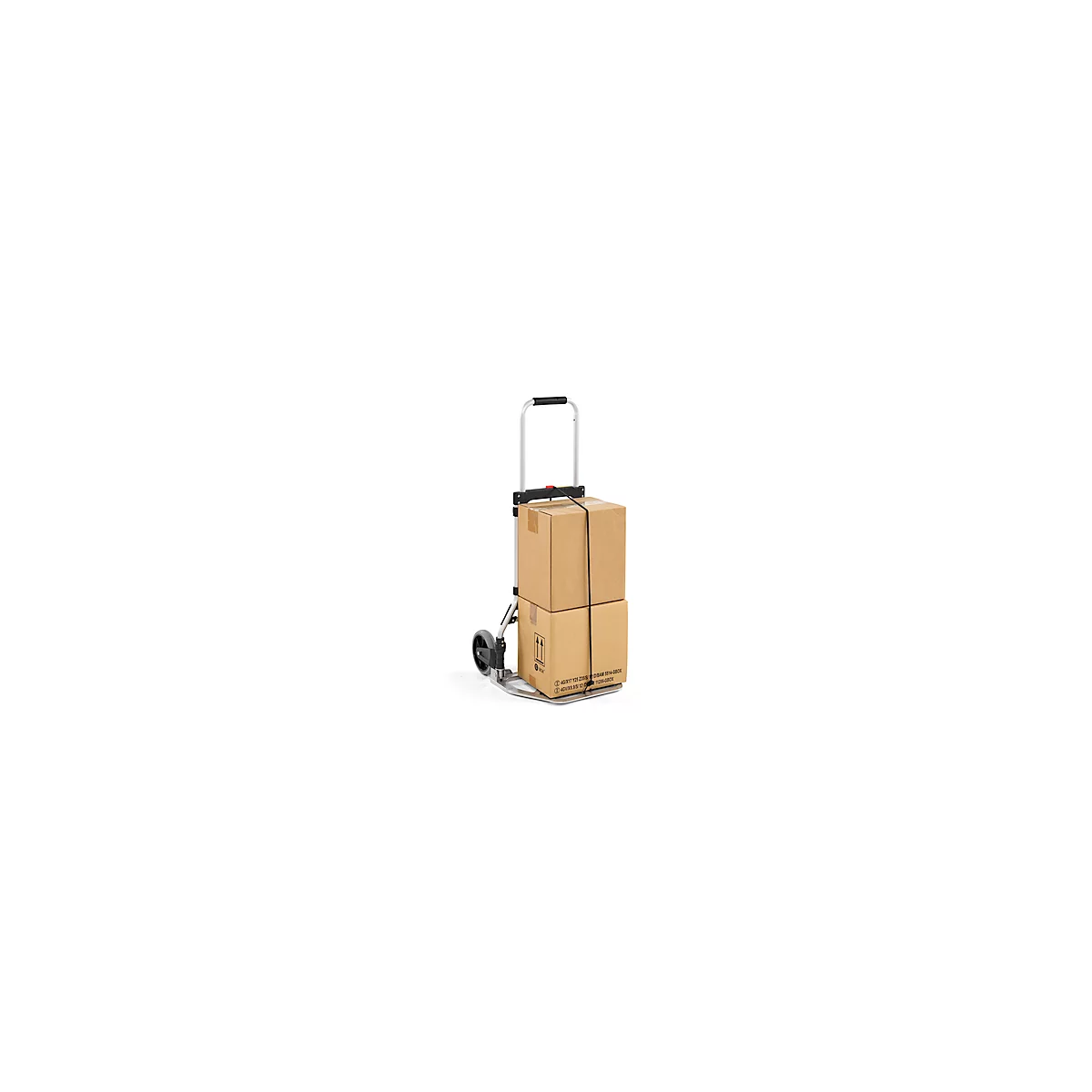 Schäfer Shop Select Diable, capacité 100 kg, pliable, sangle de serrage élastique, 2 roues fixes, aluminium/plastique, rouge-noir-argenté