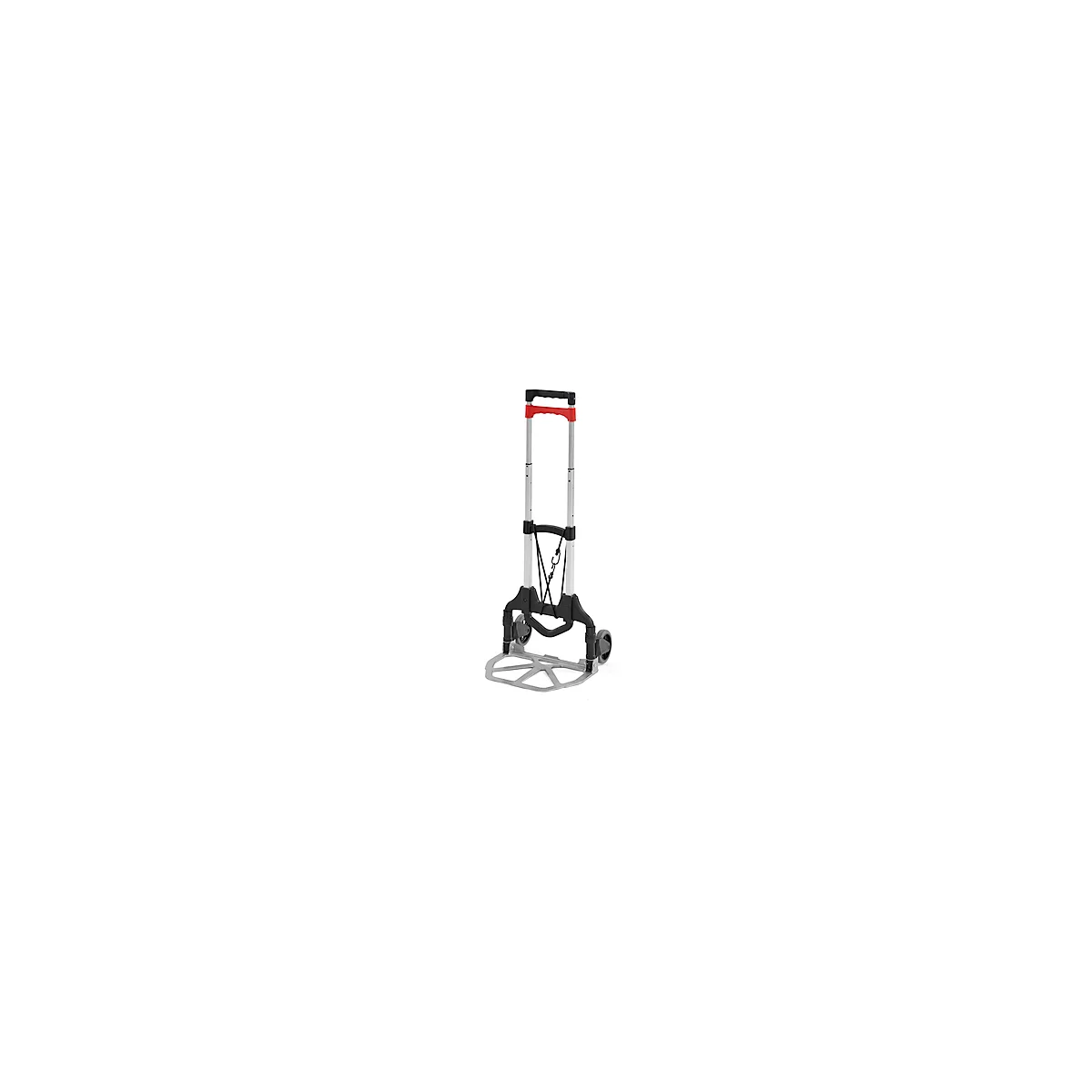 Schäfer Shop Select Diable, capacité 60 kg, pliable, sangle de serrage élastique, 2 roues fixes, aluminium/plastique, rouge-noir-argenté