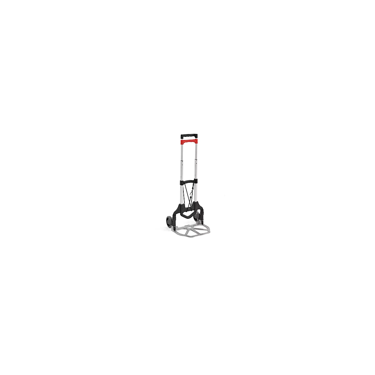 Schäfer Shop Select Diable, capacité 60 kg, pliable, sangle de serrage élastique, 2 roues fixes, aluminium/plastique, rouge-noir-argenté