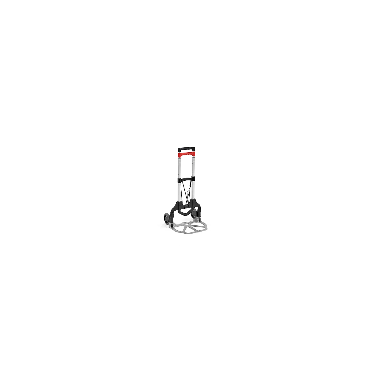 Schäfer Shop Select Diable, capacité 60 kg, pliable, sangle de serrage élastique, 2 roues fixes, aluminium/plastique, rouge-noir-argenté
