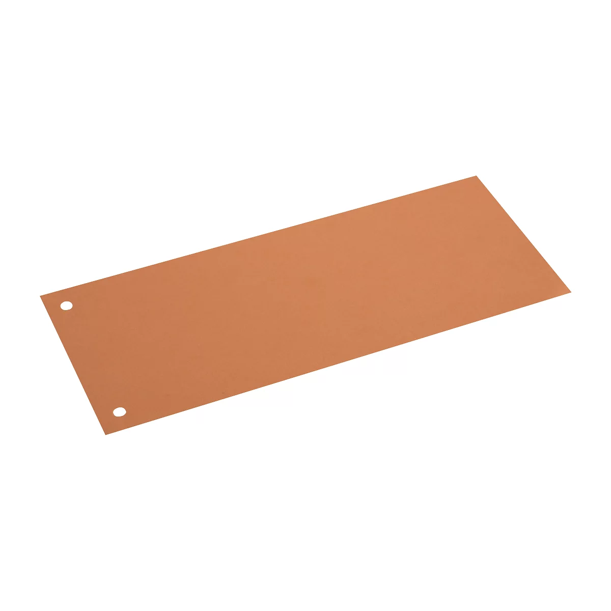 Brown rectangular plate with two holes.