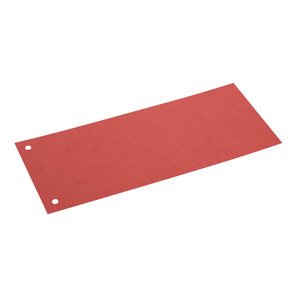 Rectangular red sheet with two holes.