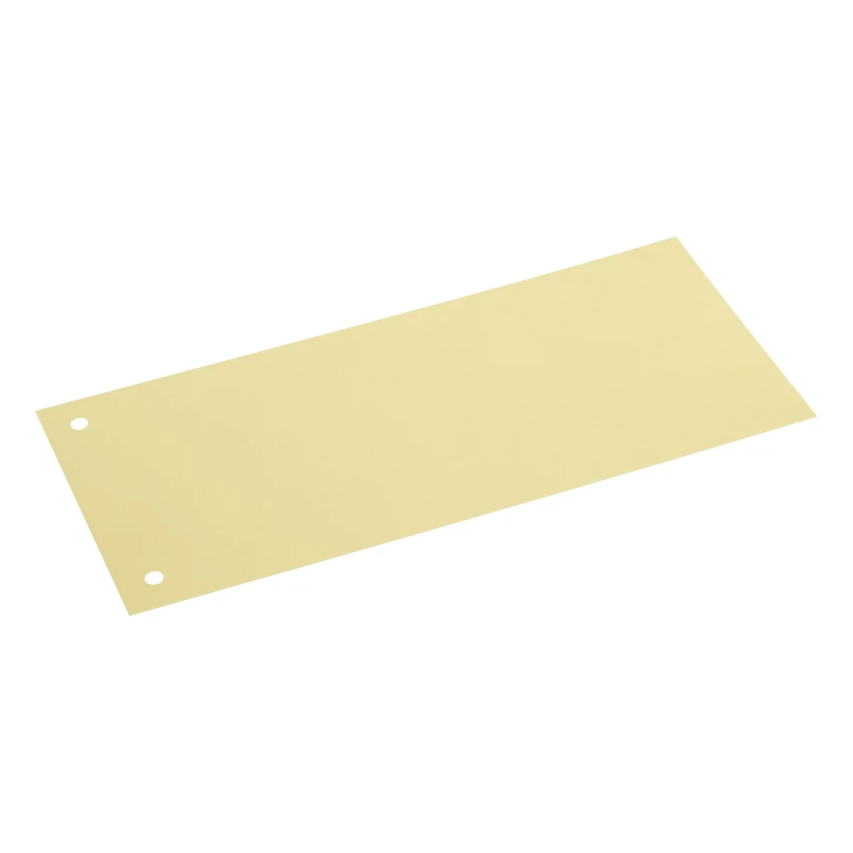 Rectangular beige plate with two holes. The plate is slightly angled, the background is white.