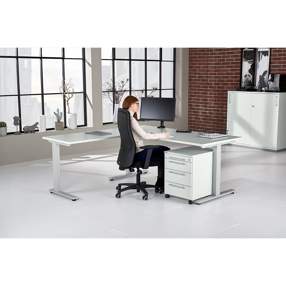 Schäfer Shop Select Ensemble de meubles de bureau 3 pièces Bureau Start Off, rectangulaire, pied en T, L 1800 x P 800 x H 735 mm 