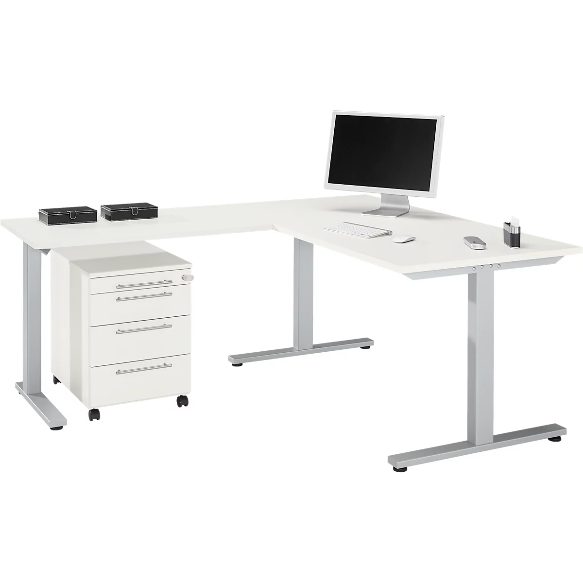 Schäfer Shop Select Ensemble de meubles de bureau 3 pièces Bureau Start Off, rectangulaire, pied en T, L 1800 x P 800 x H 735 mm 