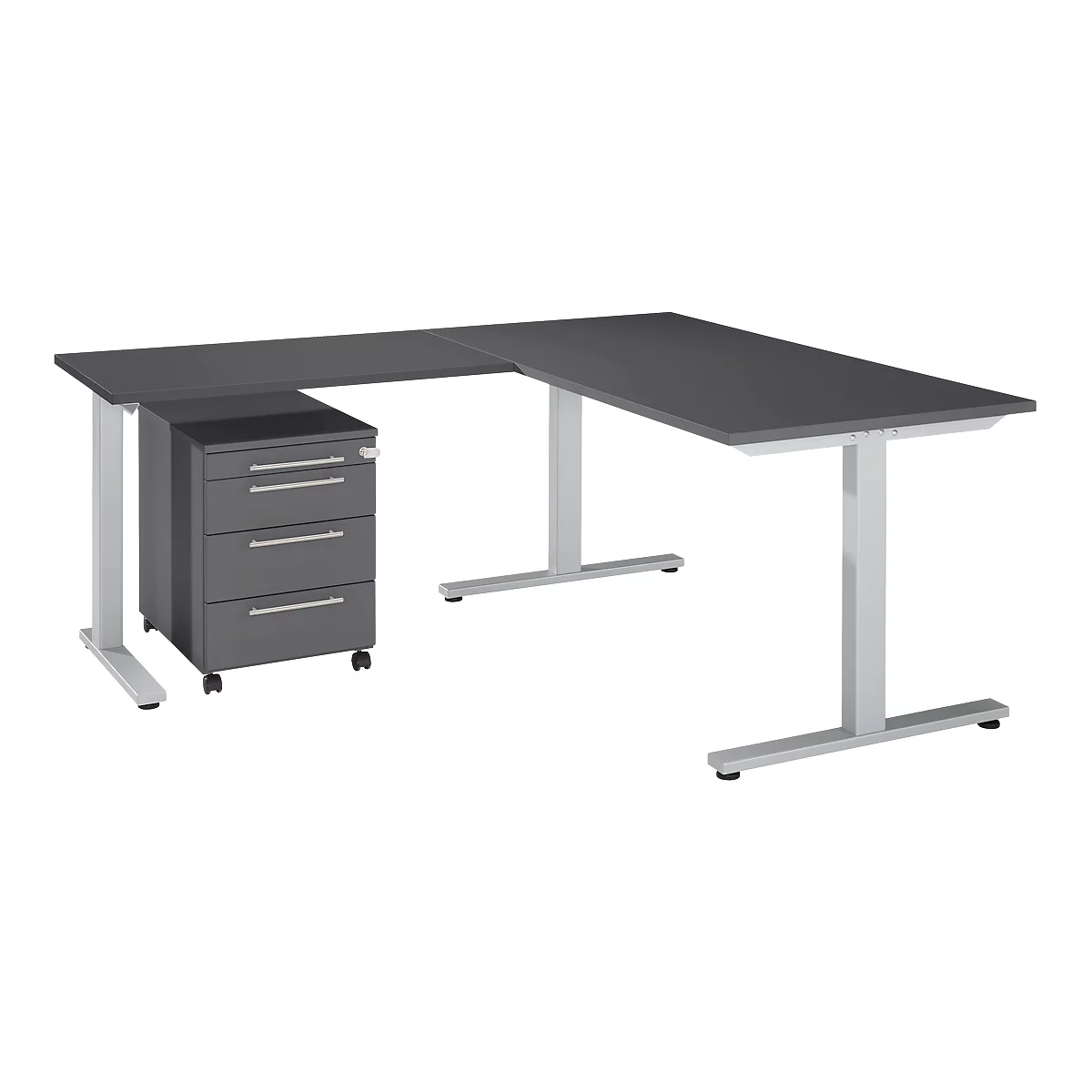 Schäfer Shop Select Ensemble de meubles de bureau 3 pièces Bureau Start Off, rectangulaire, pied en T, L 1800 x P 800 x H 735 mm 