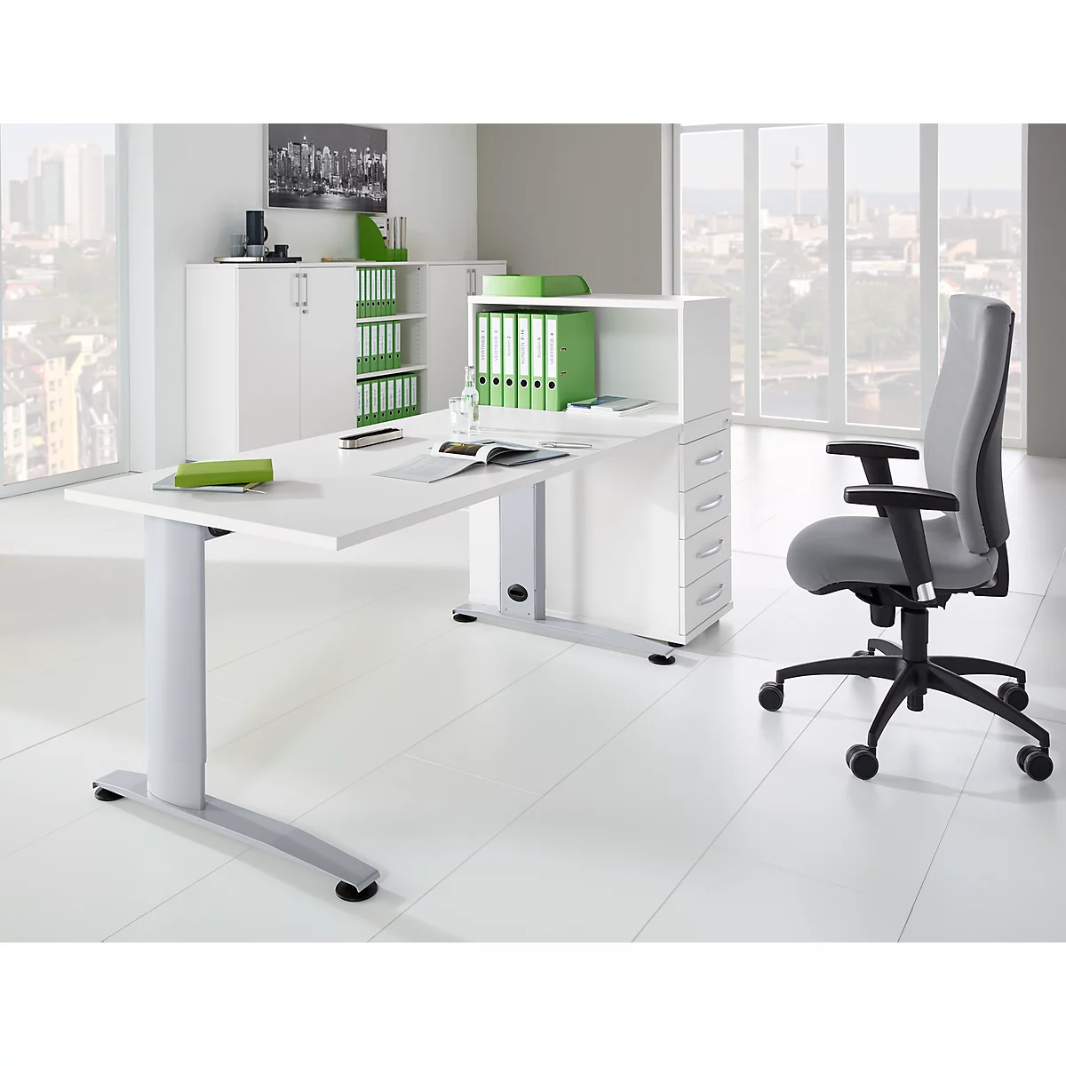 Schäfer Shop Select Ensemble de meubles de bureau LOGIN 2 pièces, bureau L 1600 mm