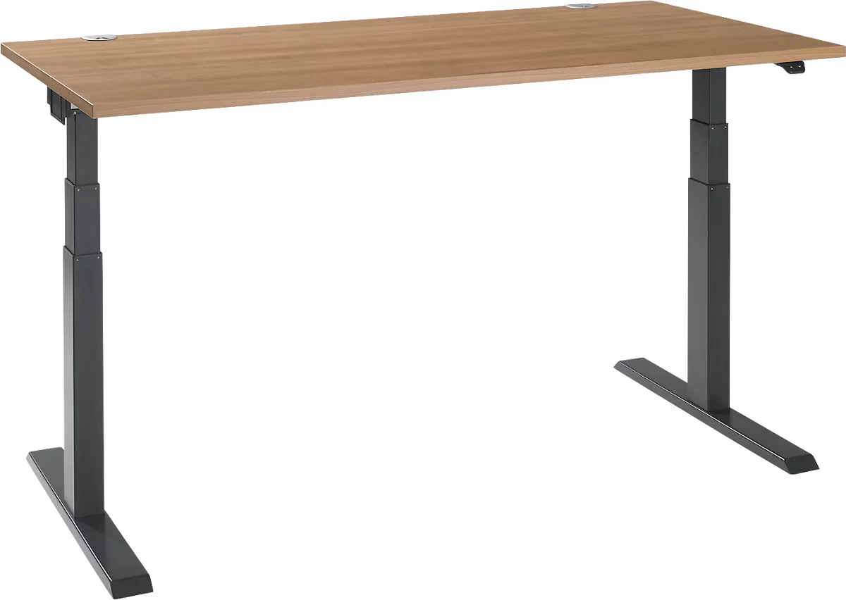 Schäfer Shop Select ERGO-T 2.0 escritorio, regulable en altura eléctricamente, rectangular, pie en T, ancho 1600 x fondo 800 x alto 640-1300 mm, cerezo Romana/antracita