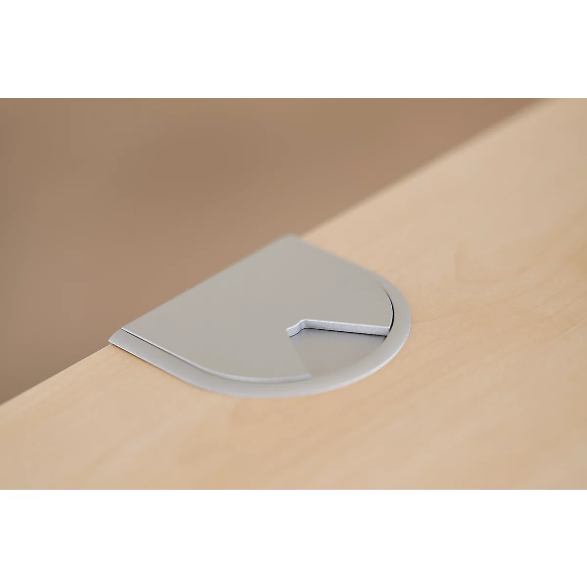 Schäfer Shop Select ERGO-T escritorio, regulable eléctricamente en altura, forma libre, fijación a la izquierda, pata en T, An 1800 x Al 640-1300 mm, decoración arce/aluminio blanco
