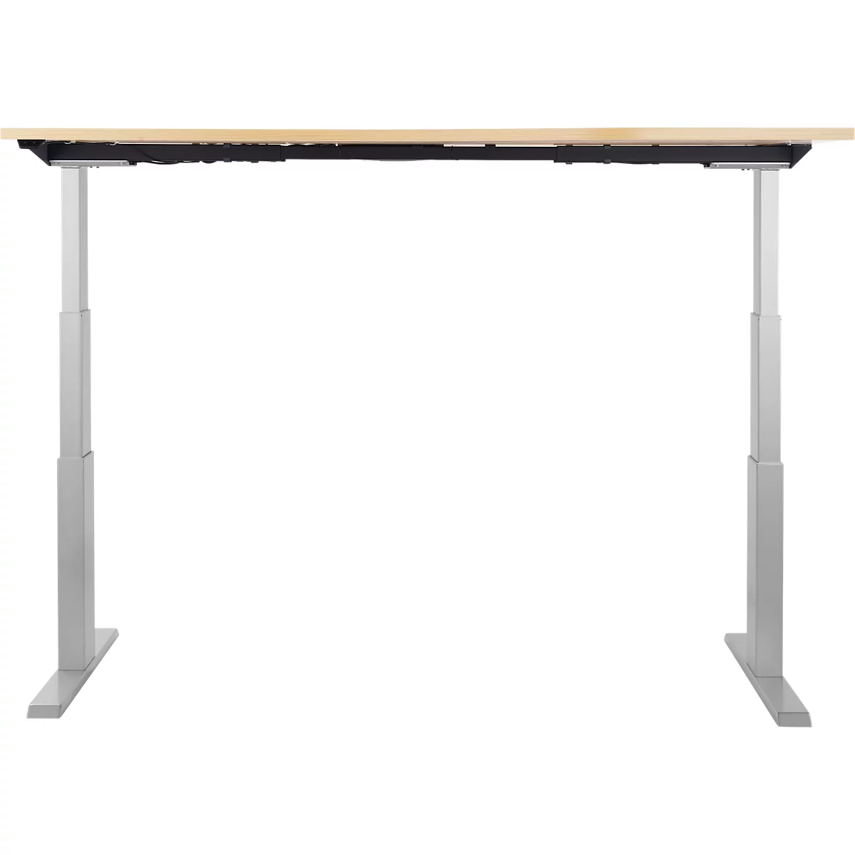 Schäfer Shop Select ERGO-T escritorio, regulable eléctricamente en altura, forma libre, lado derecho, pata en T, An 1800 x Al 640-1300 mm, decoración arce/aluminio blanco