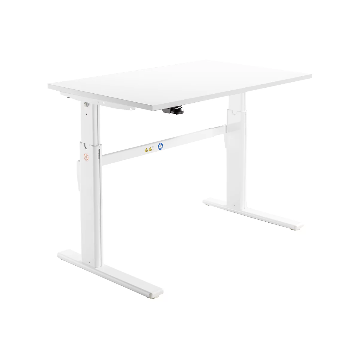 Schäfer Shop Select Escritorio, ajustable en altura eléctr., rectangular, pata en C, blanco/blanco, An 1200 mm 