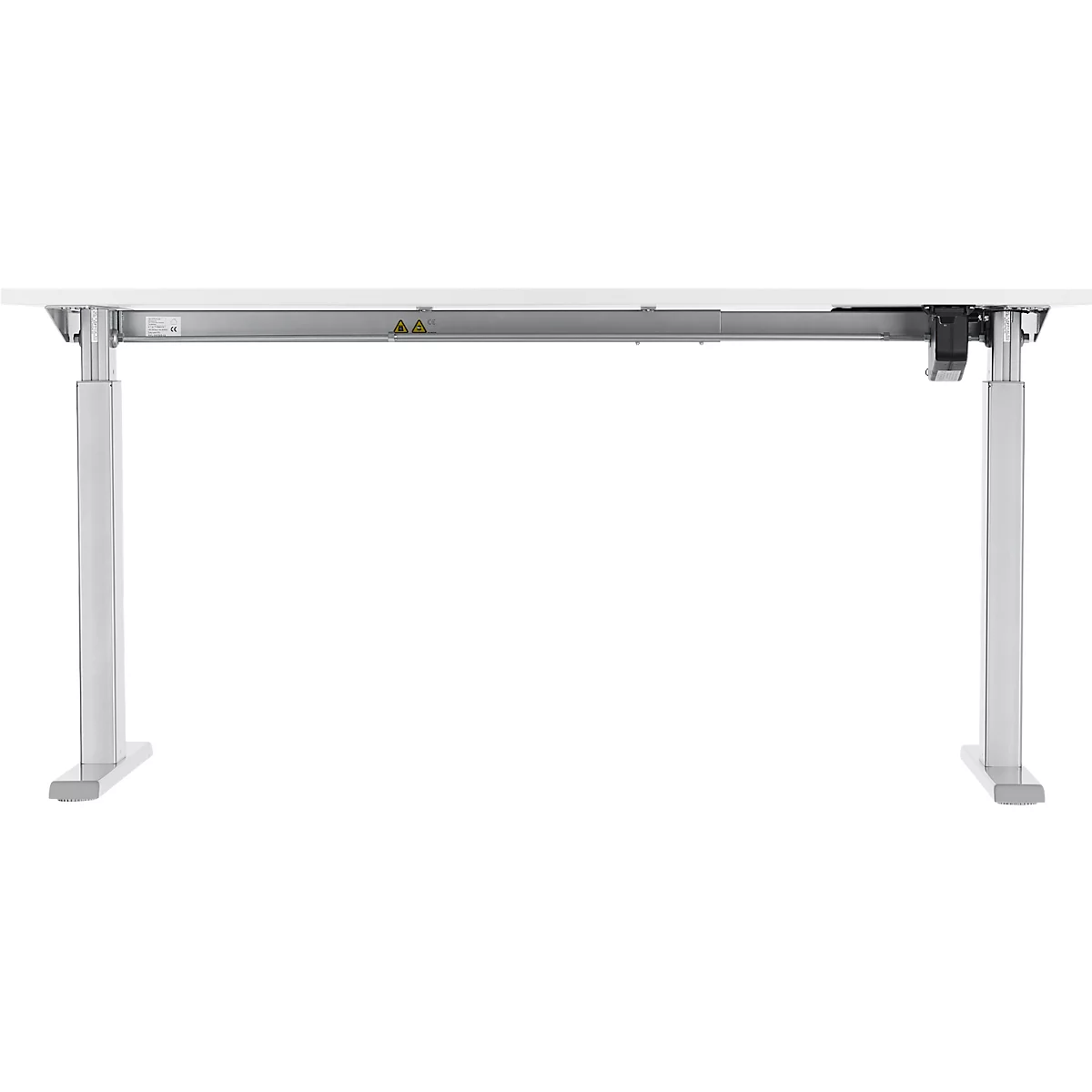 Schäfer Shop Select Escritorio ERGO-T, ajustable en altura eléctr. 1 nivel, rectangular, pata en T, An 1600 x P 800 x Al 725-1195 mm, blanco + espiral para cable