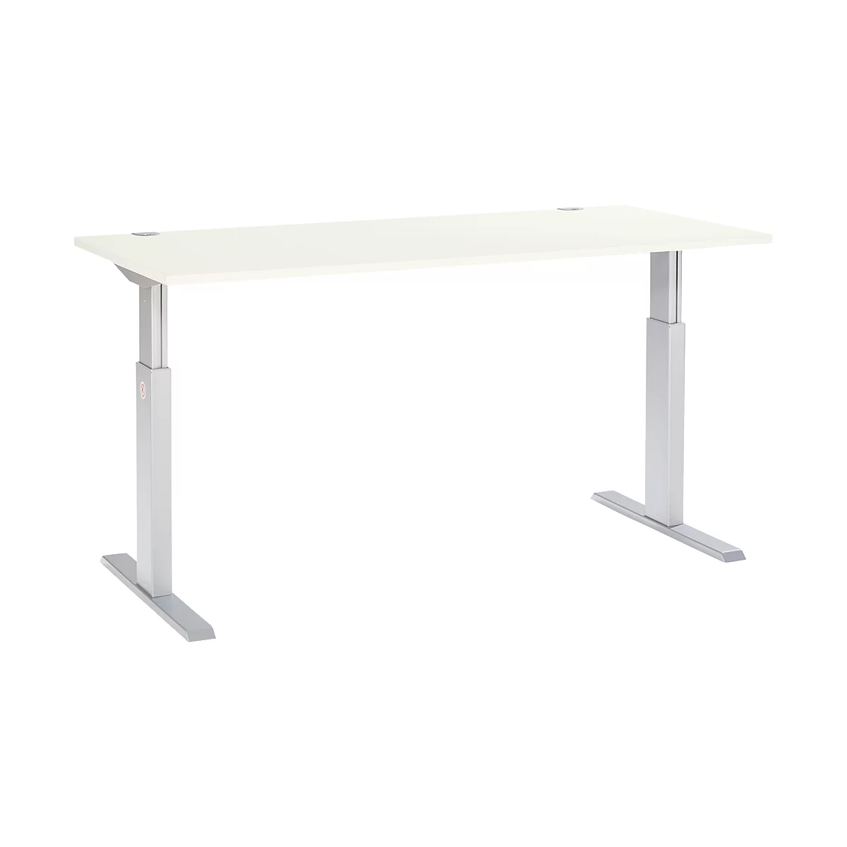 Schäfer Shop Select Escritorio ERGO-T, pata en T, ajustable en altura eléctr. en 1 nivel, An 1200, 1600, 1800 mm, blanco 