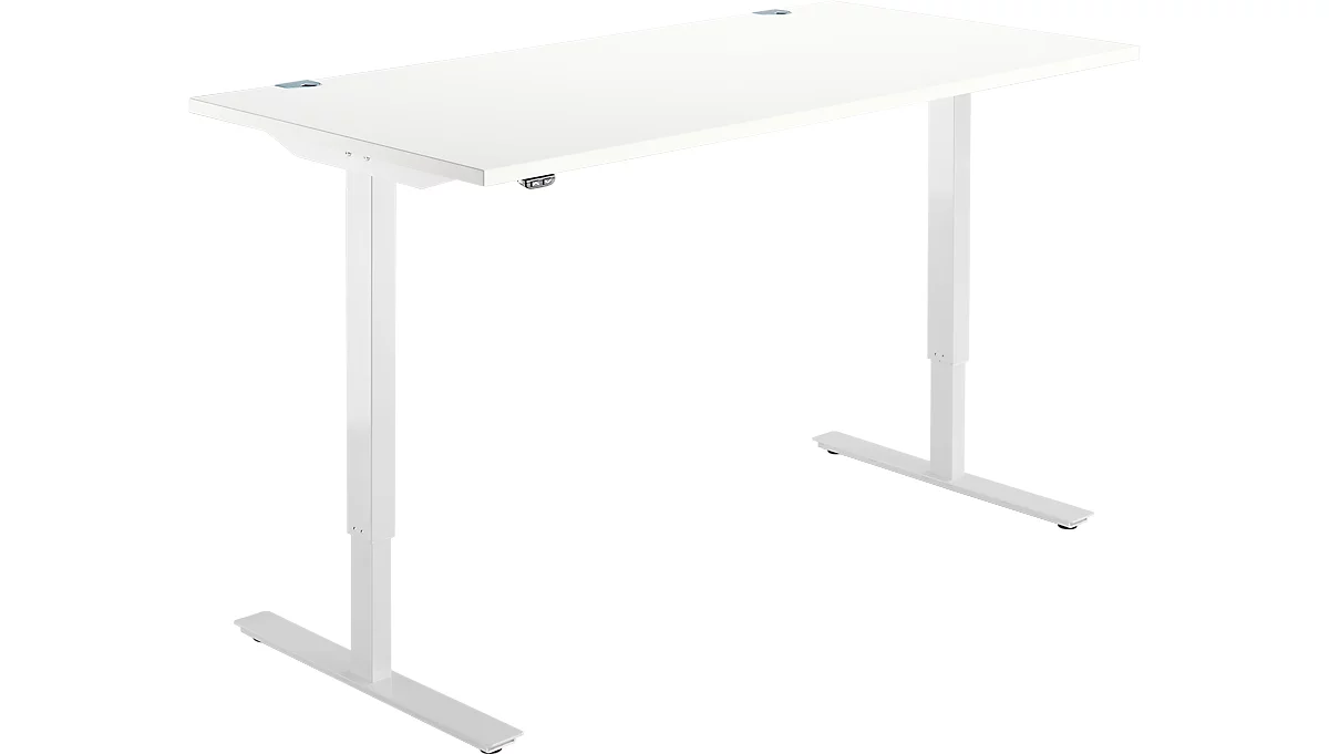 Schäfer Shop Select escritorio Start Off, regulable eléctricamente en altura, rectangular, pata en T, ancho 1600 x fondo 800 x alto 755-1255 mm, blanco 