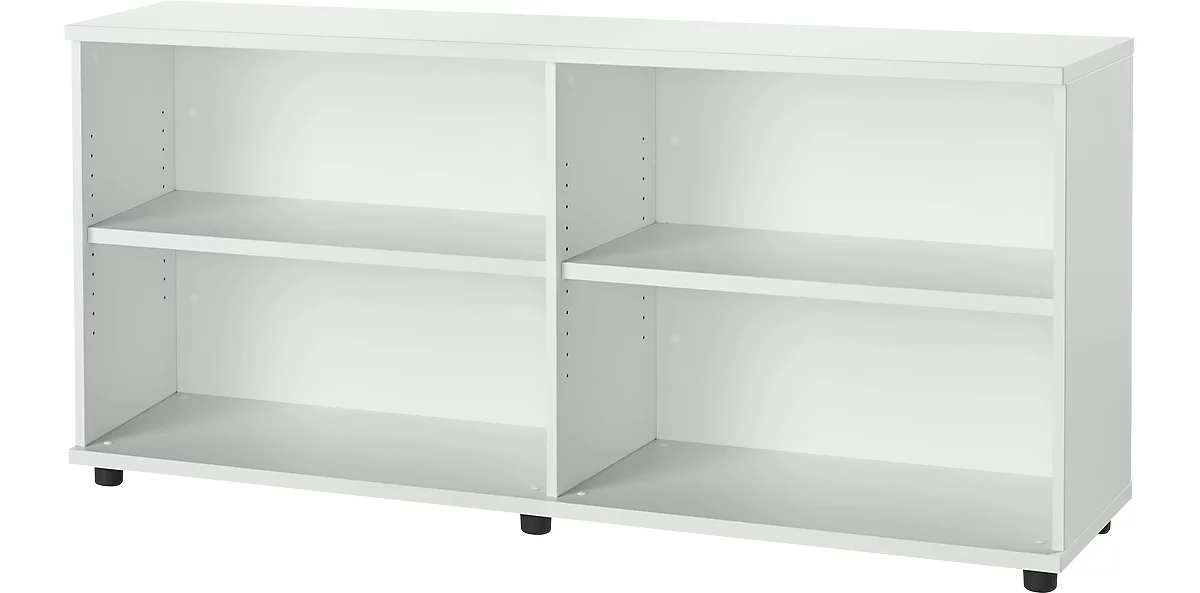 Schäfer Shop Select Estantería auxiliar, de madera, 2 estantes, An 1600 x P 421 x Al 750 mm, gris luminoso