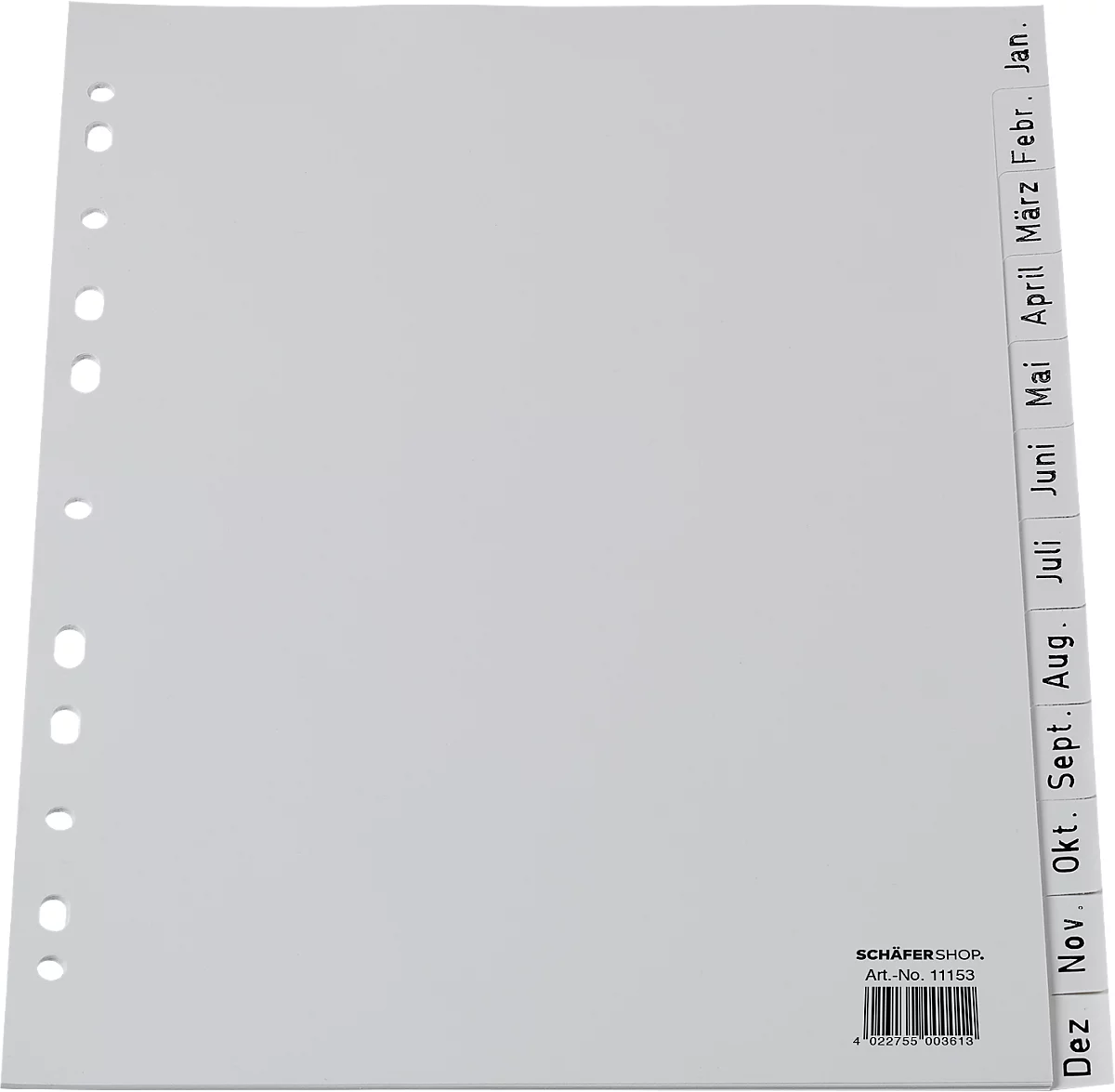 Schäfer Shop Select Etiquetas de PP para carpetas, formato completo DIN A4, calendario enero-diciembre (12 hojas), gris