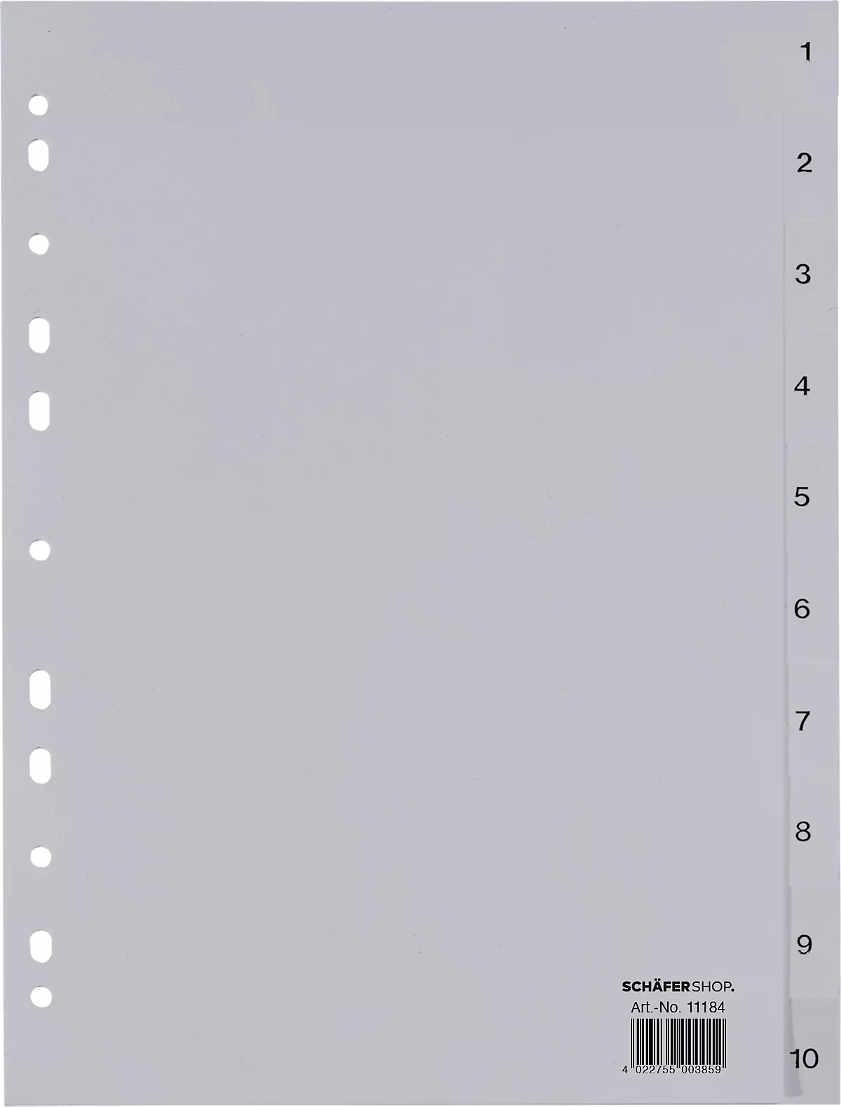 Schäfer Shop Select Etiquetas de PP para carpetas, formato completo DIN A4, números 1-10, gris
