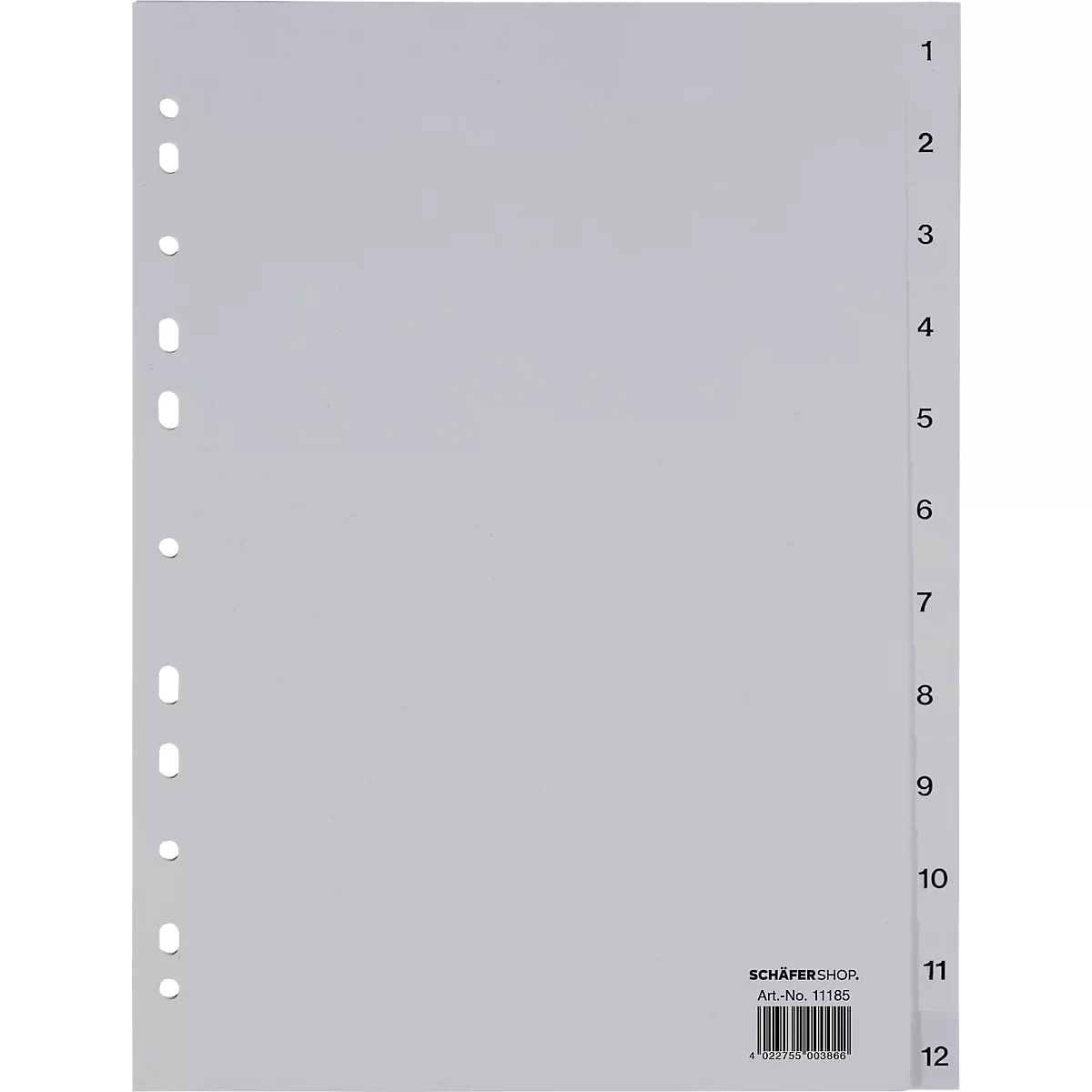 Schäfer Shop Select Etiquetas de PP para carpetas, formato completo DIN A4, números 1-12, gris