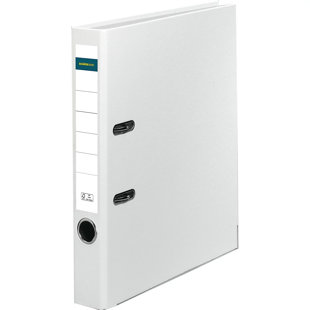 White file folder with black handle and label.