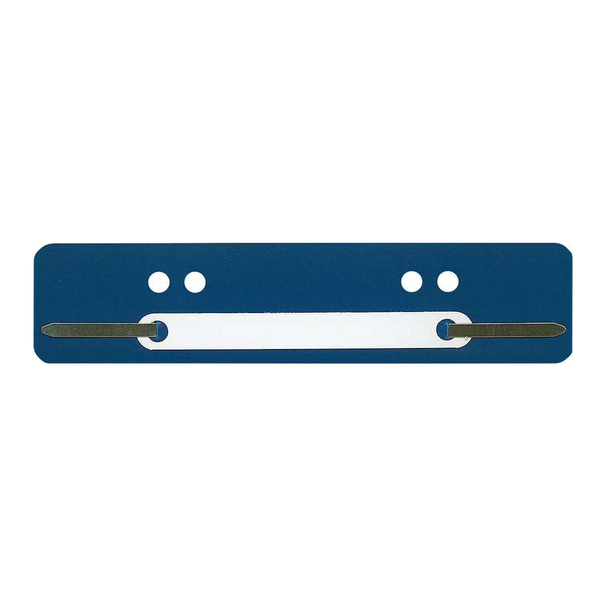 Blue plastic file accessory with two white circles on the left and right.