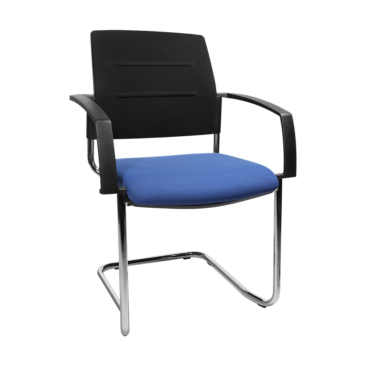 Schäfer Shop Select Freischwinger SSI Proline Visit S2, ergonomisch, Armlehnen, stapelbar bis 4 Stück, B 480 x T 480 x H 480 mm, blau/schwarz