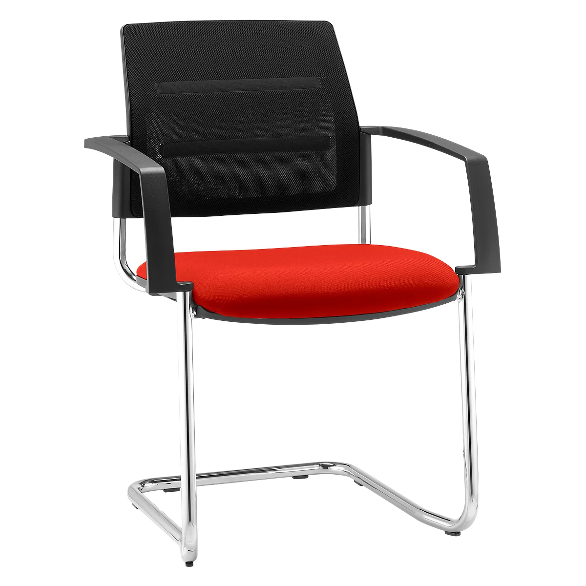 Schäfer Shop Select Freischwinger SSI Proline Visit S2, ergonomisch, Armlehnen, stapelbar bis 4 Stück, B 480 x T 480 x H 480 mm, rot/schwarz