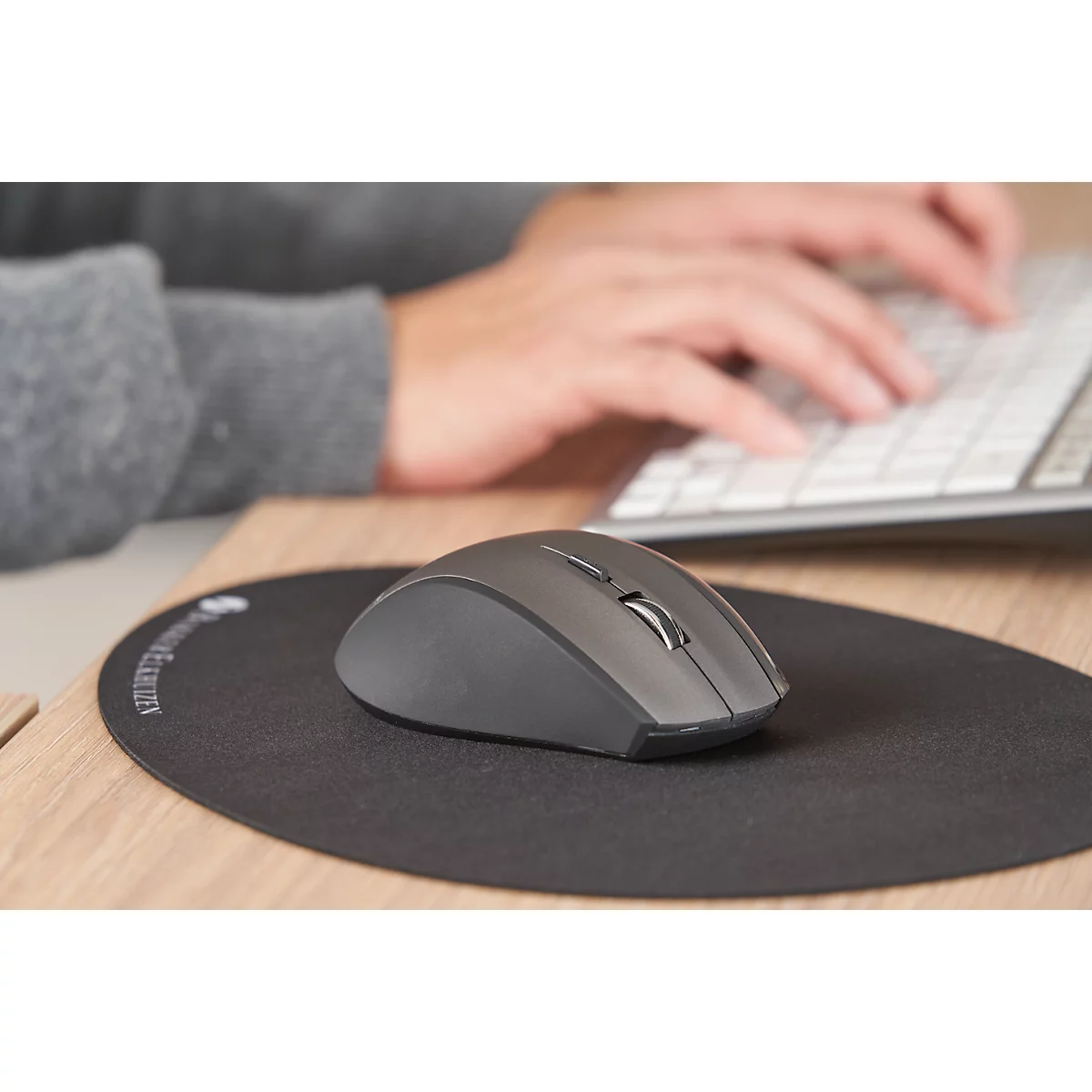 Schäfer Shop Select Funkmaus, 5 Tasten & Scrollrad, bis 1600 dpi, mit USB-Dongle, schwarz-grau