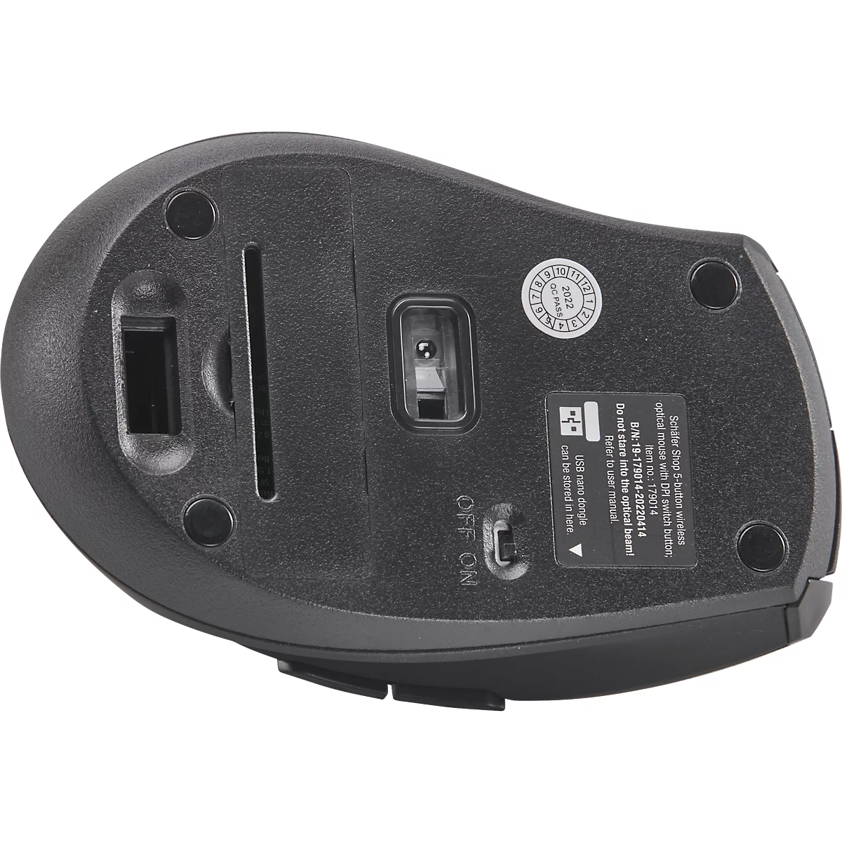 Schäfer Shop Select Funkmaus, 5 Tasten & Scrollrad, bis 1600 dpi, mit USB-Dongle, schwarz-grau