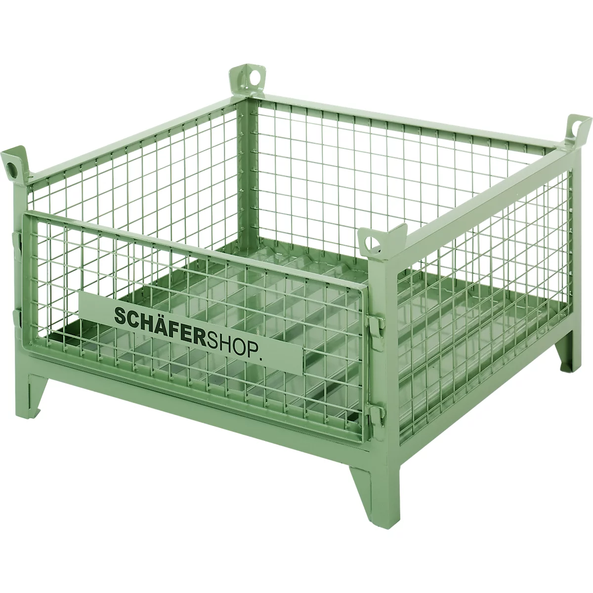 Groene draadmand met de tekst 'SCHÄFERSHOP'.