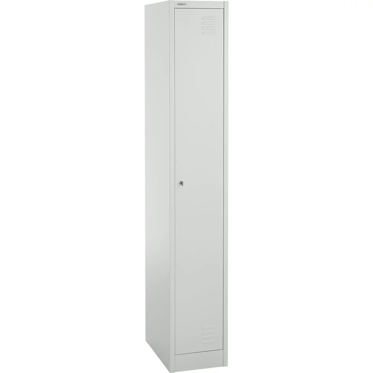 Schäfer Shop Select garderobekast, 1 vak, 1 deur, 2 legplanken, kledingstang, B 300 x D 457 x H 1800 mm, kwaliteit plaatstaal, afsluitbaar