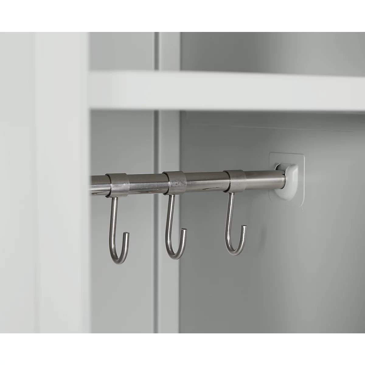 Schäfer Shop Select garderobekast, 1 vak, 1 deur, 2 legplanken, kledingstang, B 300 x D 457 x H 1800 mm, kwaliteit plaatstaal, afsluitbaar