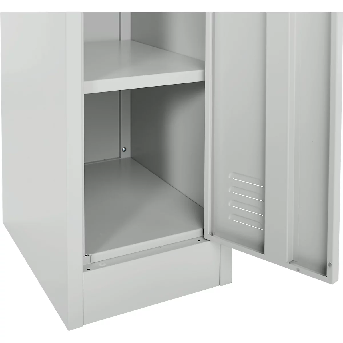 Schäfer Shop Select garderobekast, 1 vak, 1 deur, 2 legplanken, kledingstang, B 300 x D 457 x H 1800 mm, kwaliteit plaatstaal, afsluitbaar