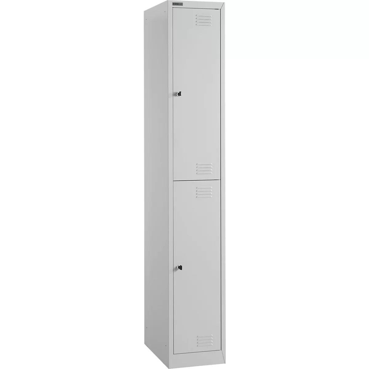 Schäfer Shop Select Garderobenspind, 1 x 2 Abteile, 2-türig, 2 Einlegeböden, Kleiderstange, B 300 x T 457 x H 1800 mm, Qualitätsfeinblech, abschliessbar