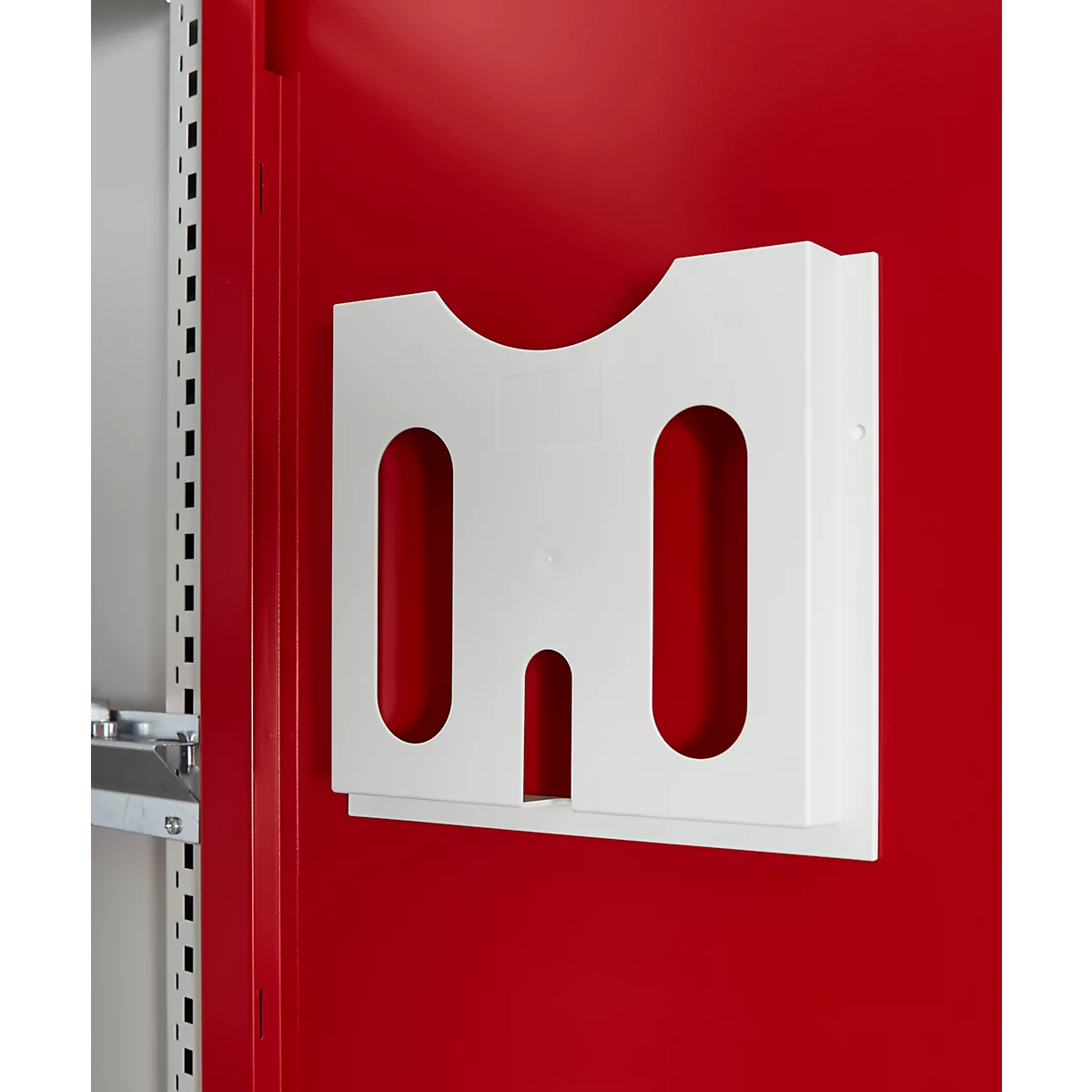 Schäfer Shop Select Gefahrstoffschrank, für Öl etc., 2 x 60 l Fässer und 8 x 20 l Kanister, Außenmaße B 1055 x T 520 x H 1950 mm, lichtgrau/rubinrot