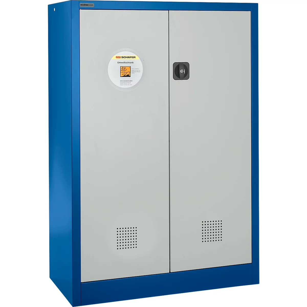 Schäfer Shop Select Gefahrstoffschrank, Stahl, B 950 x T 500 x H 1585 mm, Belüftungsschlitze, 3 x 20 l Wannen