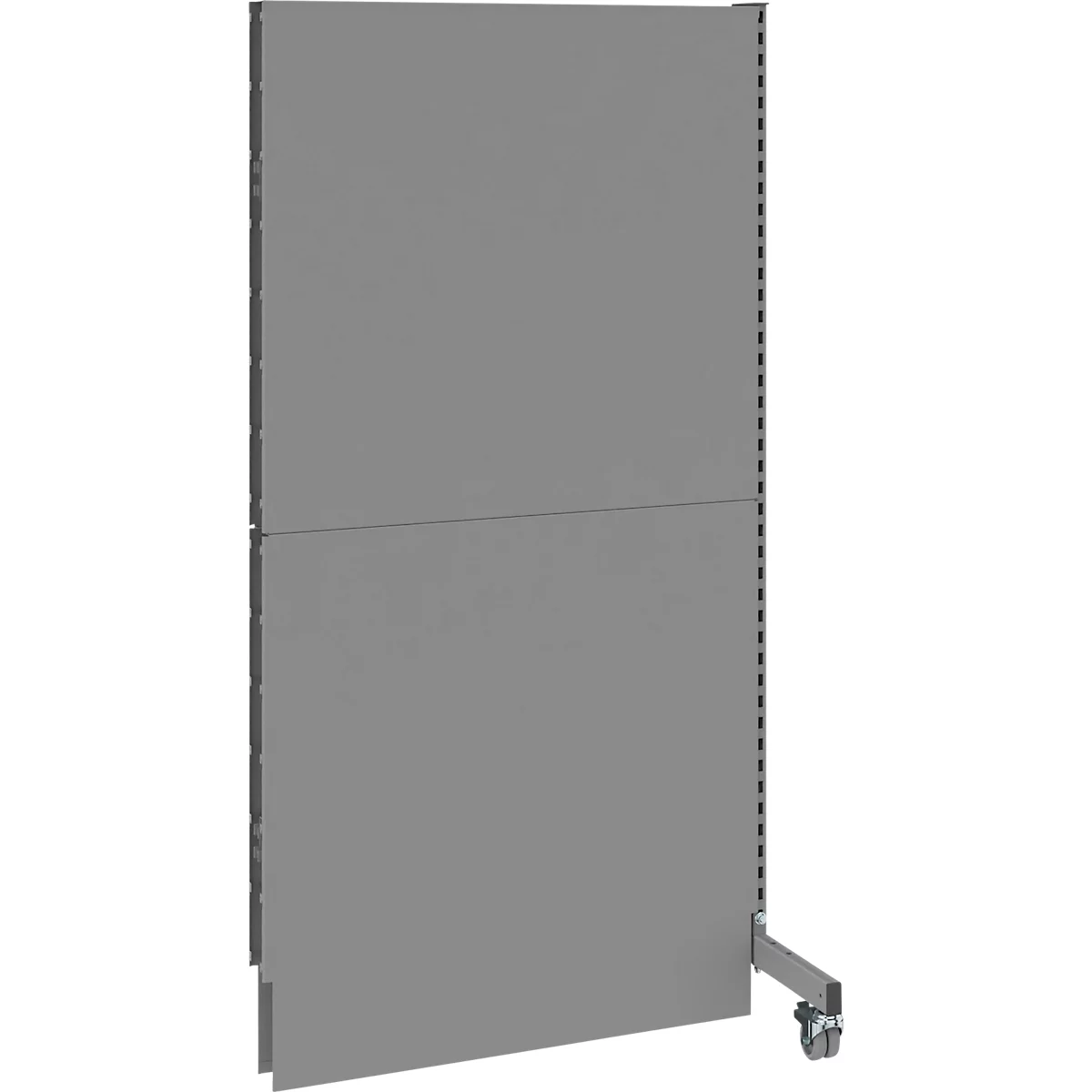 Schäfer Shop Select geluidsisolatiewand, mobiel, opbouwpaneel, met 1 steun &amp; 1 voet met dubbele wielen, B 1000 x D 740 x H 2000 mm, stofgrijs RAL 7037