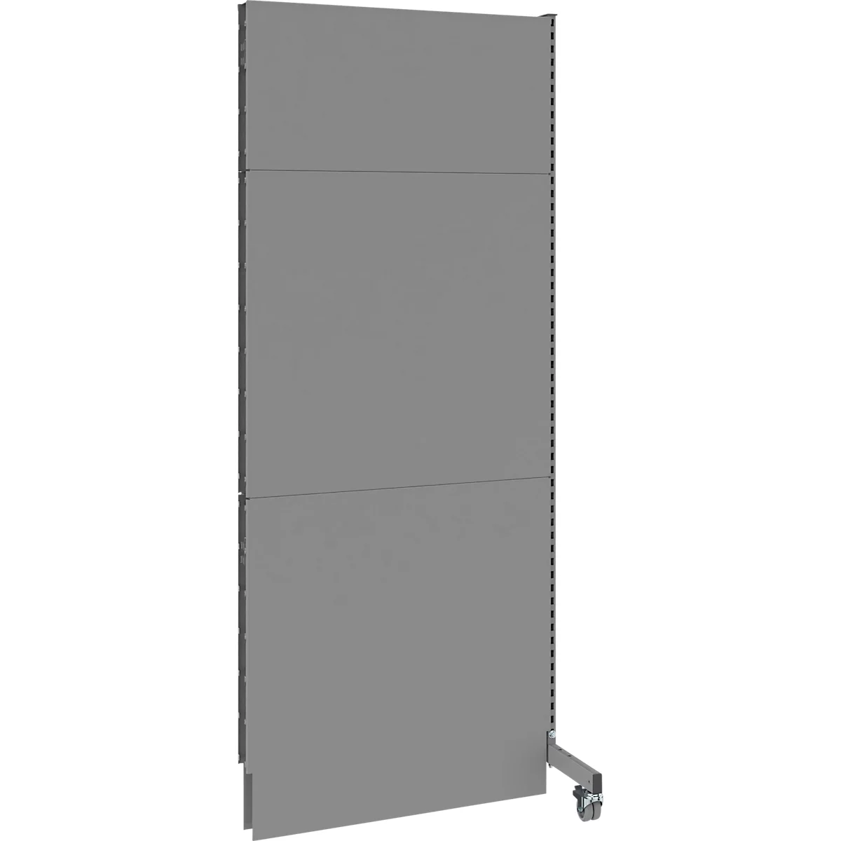 Schäfer Shop Select geluidsisolatiewand, mobiel, opbouwpaneel, met 1 steun &amp; 1 voet met dubbele wielen, B 1000 x D 740 x H 2500 mm, stofgrijs RAL 7037