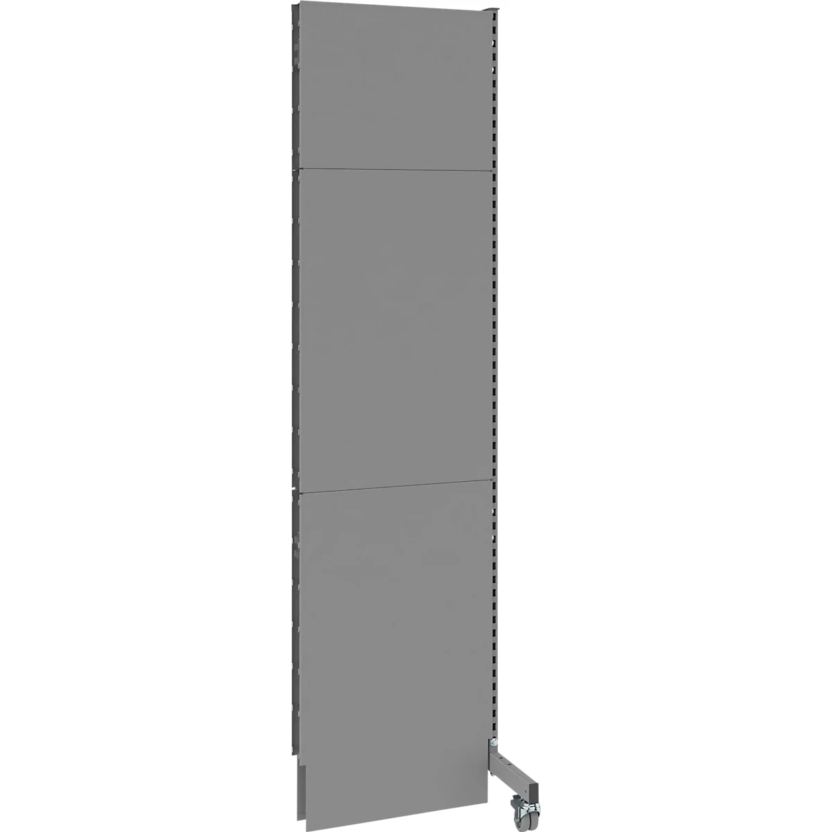 Schäfer Shop Select geluidsisolatiewand, mobiel, opbouwpaneel, met 1 steun &amp; 1 voet met dubbele wielen, B 625 x D 740 x H 2500 mm, stofgrijs RAL 7037
